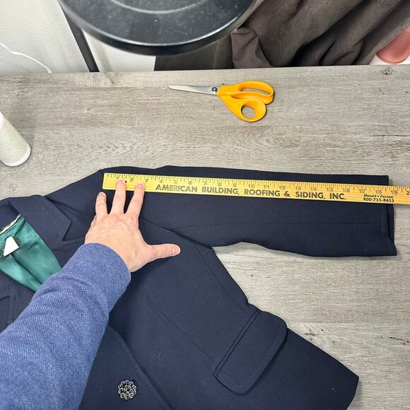 J. Crew Wool Blazer Blue Gold Blue Floral Buttons 4 - Picture 7 of 8